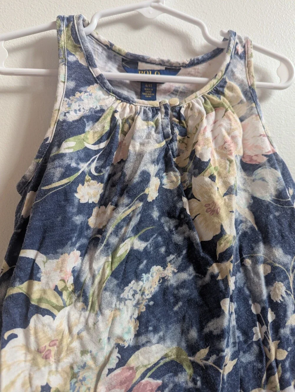 Polo Ralph Lauren Dress 4t Girls Blue Watercolor Floral
